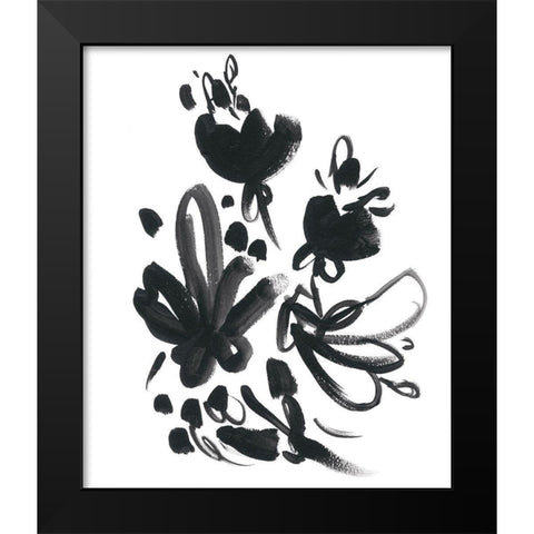 Cameo Bloom II Black Modern Wood Framed Art Print by Vess, June Erica