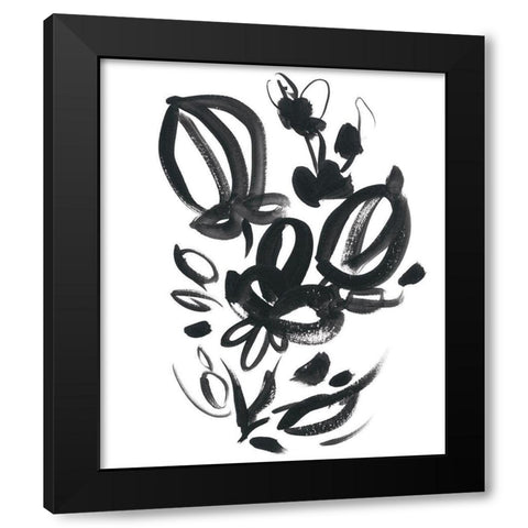Cameo Bloom III Black Modern Wood Framed Art Print by Vess, June Erica