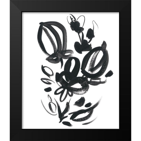 Cameo Bloom III Black Modern Wood Framed Art Print by Vess, June Erica