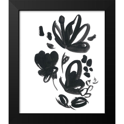 Cameo Bloom IV Black Modern Wood Framed Art Print by Vess, June Erica