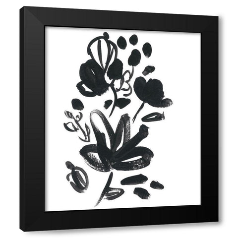 Cameo Bloom V Black Modern Wood Framed Art Print by Vess, June Erica