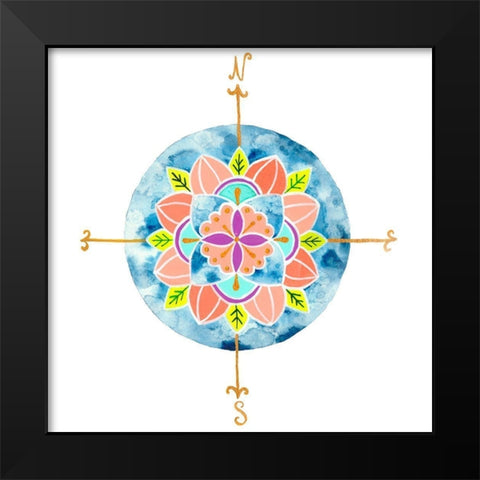 Blue Mandala I Black Modern Wood Framed Art Print by Ewer, Rebekah