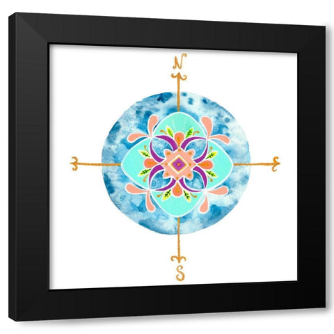 Blue Mandala II Black Modern Wood Framed Art Print by Ewer, Rebekah