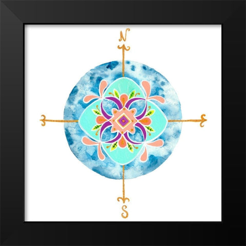 Blue Mandala II Black Modern Wood Framed Art Print by Ewer, Rebekah