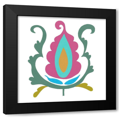 Suzani Flower I Black Modern Wood Framed Art Print with Double Matting by Zarris, Chariklia