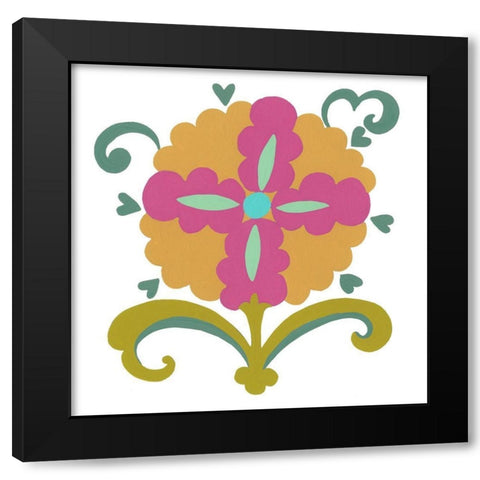 Suzani Flower IV Black Modern Wood Framed Art Print with Double Matting by Zarris, Chariklia