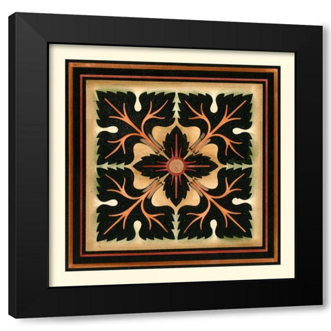 Crackled Square Wood Block III Black Modern Wood Framed Art Print with Double Matting by Vision Studio