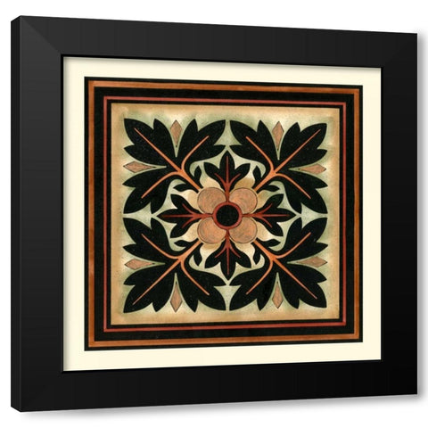 Crackled Square Wood Block IV Black Modern Wood Framed Art Print with Double Matting by Vision Studio