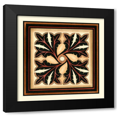 Crackled Square Wood Block V Black Modern Wood Framed Art Print by Vision Studio