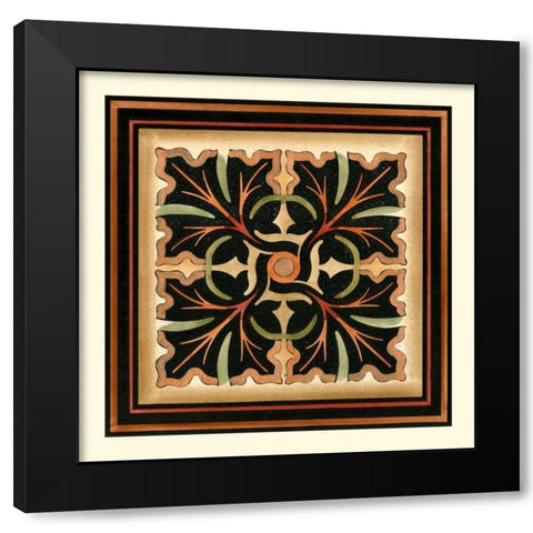 Crackled Square Wood Block VI Black Modern Wood Framed Art Print with Double Matting by Vision Studio