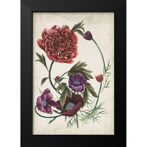 Antique Peony I Black Modern Wood Framed Art Print by Wang, Melissa