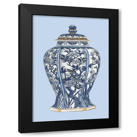 Custom Blue - White Porcelain Vase I Black Modern Wood Framed Art Print by Vision Studio