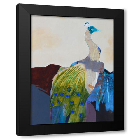 Peacock Transition I Black Modern Wood Framed Art Print by Foregard, Larry