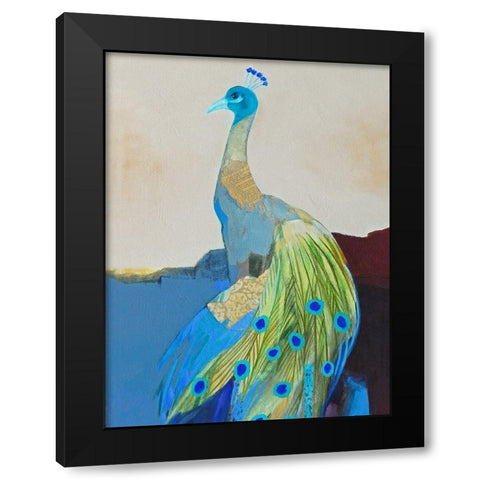 Peacock Transition II Black Modern Wood Framed Art Print with Double Matting by Foregard, Larry