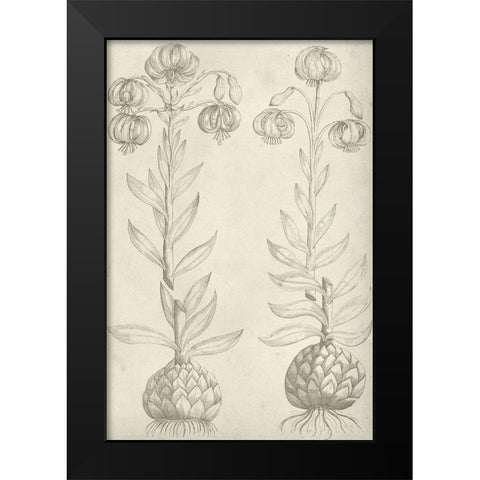 Fresco Floral II Black Modern Wood Framed Art Print by Vision Studio