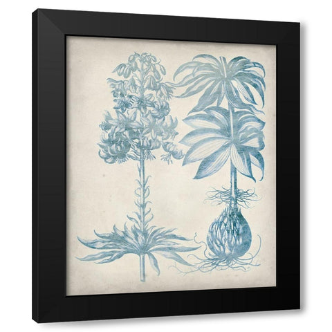 Blue Fresco Floral I Black Modern Wood Framed Art Print by Vision Studio