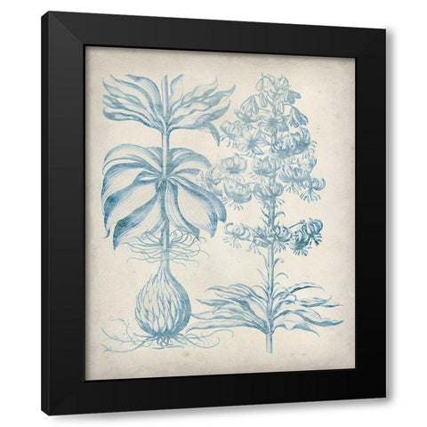 Blue Fresco Floral II Black Modern Wood Framed Art Print by Vision Studio