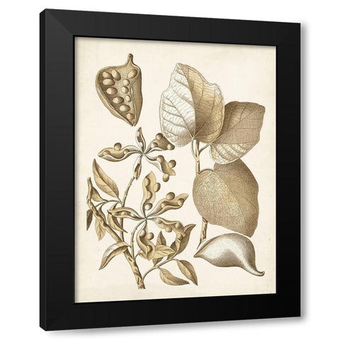 Ochre Botanical III Black Modern Wood Framed Art Print by Vision Studio