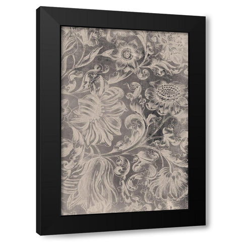 Aged Floral II Black Modern Wood Framed Art Print with Double Matting by Vision Studio