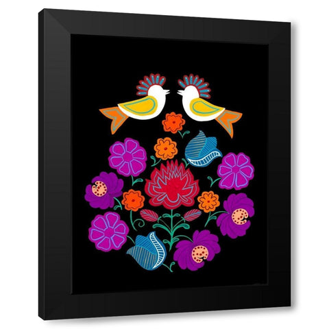 Folksy Arrangement II Black Modern Wood Framed Art Print with Double Matting by Moore, Regina
