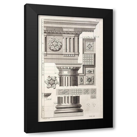 Column and Rosettes Black Modern Wood Framed Art Print with Double Matting by Swan, Abraham