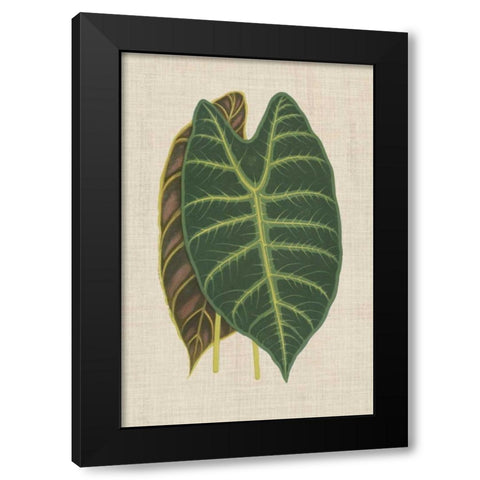 Leaves on Linen III Black Modern Wood Framed Art Print by Unknown