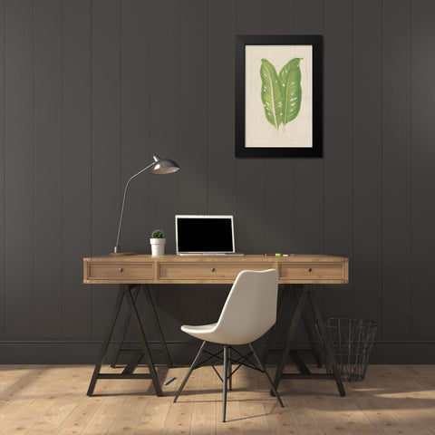 Leaves on Linen V Black Modern Wood Framed Art Print by Unknown