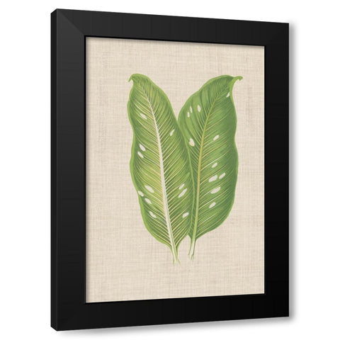 Leaves on Linen V Black Modern Wood Framed Art Print by Unknown