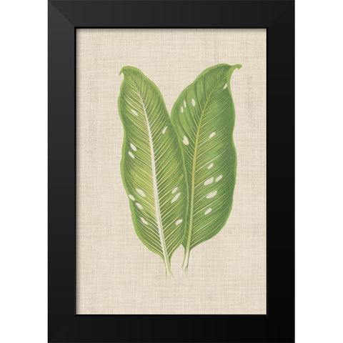 Leaves on Linen V Black Modern Wood Framed Art Print by Unknown