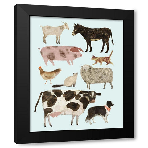 Barnyard Buds II Black Modern Wood Framed Art Print by Borges, Victoria