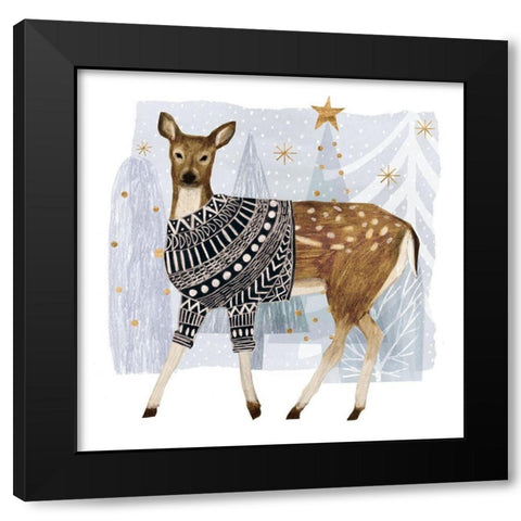 Cozy Woodland Animal III Black Modern Wood Framed Art Print with Double Matting by Borges, Victoria