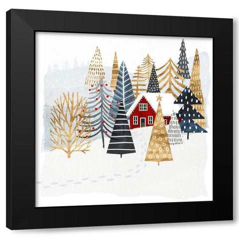 Christmas Chalet I Black Modern Wood Framed Art Print with Double Matting by Borges, Victoria