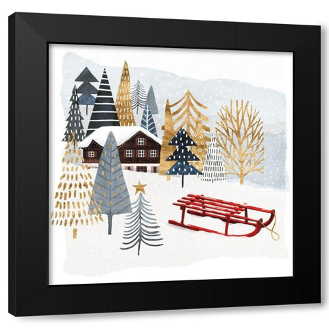 Christmas Chalet II Black Modern Wood Framed Art Print with Double Matting by Borges, Victoria