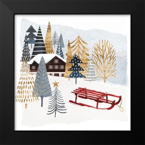 Christmas Chalet II Black Modern Wood Framed Art Print by Borges, Victoria