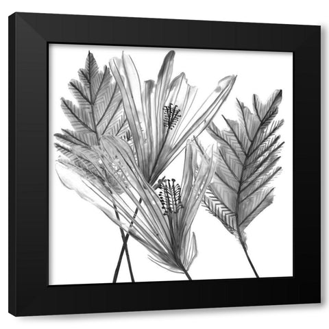 Floral Silhouette I Black Modern Wood Framed Art Print with Double Matting by Wang, Melissa