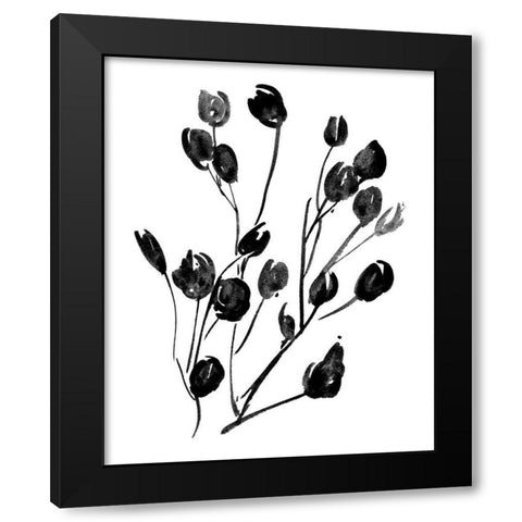 Expressive Floral II Black Modern Wood Framed Art Print with Double Matting by Wang, Melissa