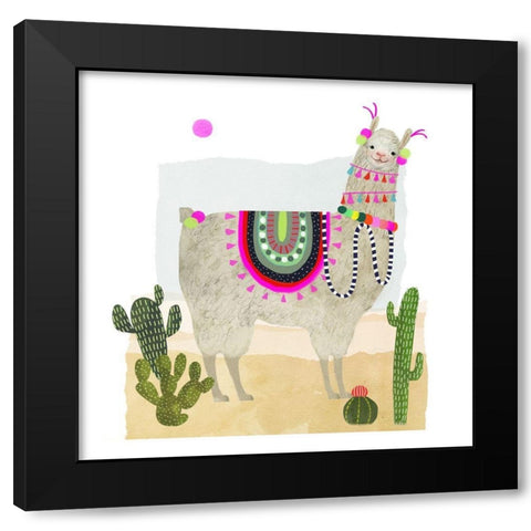 Llamarama II Black Modern Wood Framed Art Print with Double Matting by Borges, Victoria