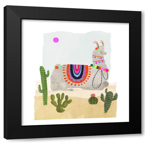 Llamarama III Black Modern Wood Framed Art Print by Borges, Victoria