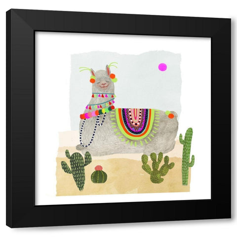 Llamarama IV Black Modern Wood Framed Art Print by Borges, Victoria