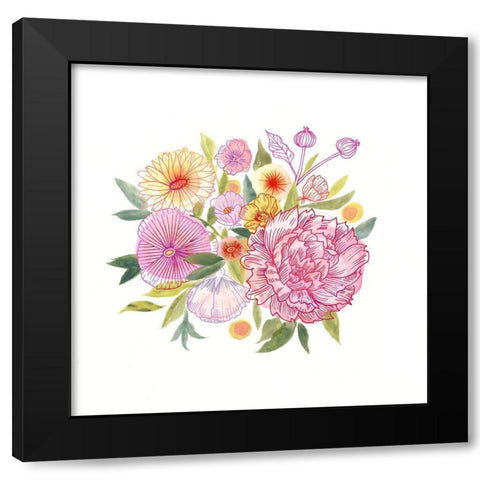 Pink Petals I Black Modern Wood Framed Art Print with Double Matting by Borges, Victoria