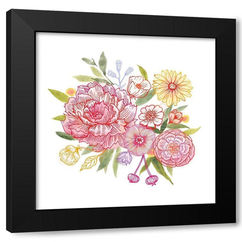 Pink Petals II Black Modern Wood Framed Art Print with Double Matting by Borges, Victoria