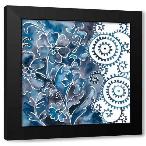 Cobalt Garden II Black Modern Wood Framed Art Print with Double Matting by Zarris, Chariklia