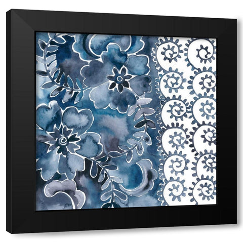 Cobalt Garden IV Black Modern Wood Framed Art Print with Double Matting by Zarris, Chariklia