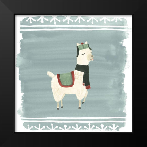 Winter Wonder Llama I Black Modern Wood Framed Art Print by Vess, June Erica