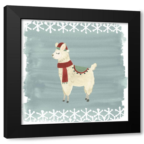 Winter Wonder Llama II Black Modern Wood Framed Art Print with Double Matting by Vess, June Erica