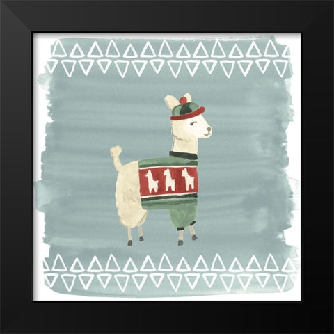 Winter Wonder Llama III Black Modern Wood Framed Art Print by Vess, June Erica