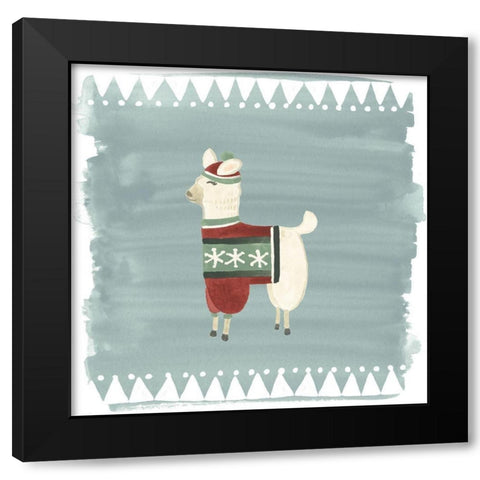 Winter Wonder Llama IV Black Modern Wood Framed Art Print by Vess, June Erica