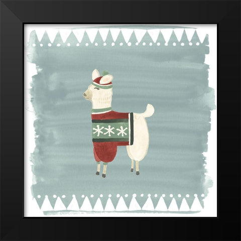 Winter Wonder Llama IV Black Modern Wood Framed Art Print by Vess, June Erica