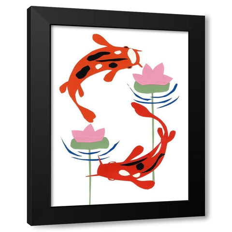 Koi Fantasy II Black Modern Wood Framed Art Print with Double Matting by Ludwig, Alicia