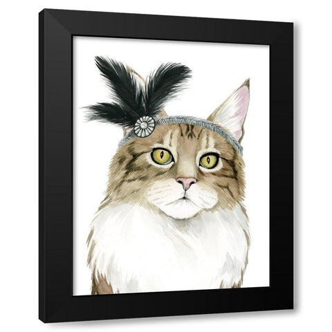 Downton Cat IV Black Modern Wood Framed Art Print with Double Matting by Popp, Grace